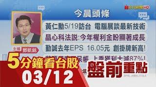 美股續跌...道瓊跌近500點!美加關稅戰轉機 安大略省暫緩25%電力關稅!中國擴大手機補貼 聯發科成最大贏家!大摩升評群聯.華邦電｜主播鄧凱銘｜【5分鐘看台股】20250312｜非凡財經新聞