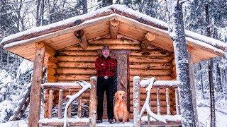 Building a Sauna Cabin with Logs in the Wilderness Alone with My Dog | Start to Finish