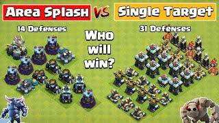 Area Splash Defense Vs Single Target Defense Formation | Clash of Clans