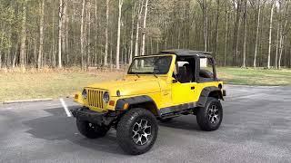 2000 yellow Jeep Wrangler, TJ 4.0 for sale demonstration review.