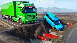 Cars vs Ditch Trap x Stairs x Spikes on the Road ▶️ BeamNG Drive