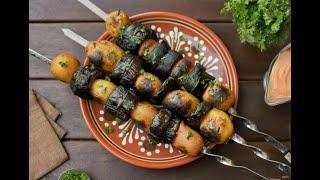 Шашлык из баклажанов на мангале