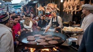 LOW PRICE STREET FOOD IN PAKISTAN  ROADSIDE MINI FOOD DHABA | PESHAWAR FOOD TOUR | BEEF KABAB