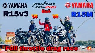 R15m ️vs Ns200 bs4 vs ️r15v3 drag race Arun Dream 10r