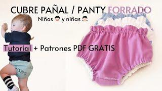 Como hacer Cubre pañal FORRADO | PATRONES  GRATIS  | tutorial de panty infantil  con forro