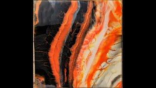 77. Resin Pour on Canvas. Orange, Black, White, Platinum