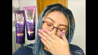 I LEFT PURPLE SHAMPOO IN MY HAIR FOR 1 HOUR..(TONING METHOD)