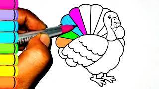 Turkey Drawing, Painting, Coloring for Kids and Toddlers | Learn drawing#turkey #drawing