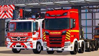 Emergency Call 112 - Frankfurt Swap Body Vehicle and Fire Brigade Truck First Responding! 4K