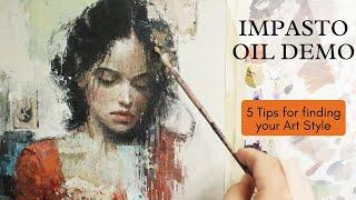 Palette knife OIL demo | 5 TIPS for finding your Art Style!