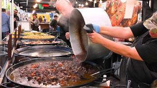 Italy Street Food Events. Huge Grills of Pork Meat, Big Pans of French Food & more