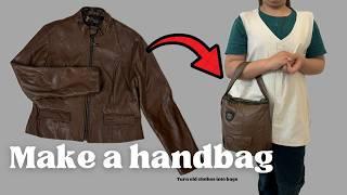 Make a handbag at home from clothes very easy / Sew a bag from an old coat