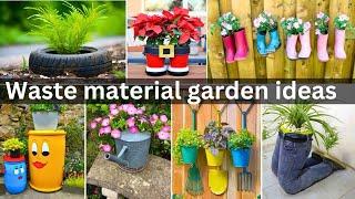 Waste material garden | Upcycling ideas for the garden| planter using waste material #ashgardenideas