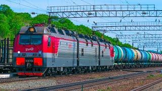 4Kᵁᴴᴰ| Railway. Russian freight trains on the Trans-Siberian Railway / Грузовые поезда на Транссибе