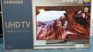 Samsung 2019 RU7400 Unboxing + Setup with Retail DEMO, 50" Series 7 4K