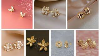 Affordable Lightweight Gold earring studs designs for girls & Ladies|| Trendz hub