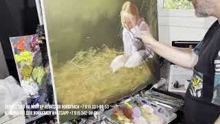 Video lesson by Igor Sakharov "Girl with a kitten" Oil painting for beginners. Complete lessons 2021