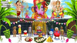 Shinchan and Franklin Open New Vinayagar Statue Shop and Celebrate Ganesh Chaturthi in GTA 5