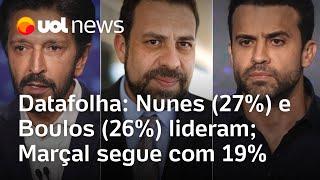 Datafolha: Nunes e Boulos mantêm liderança em SP; Marçal segue em terceiro