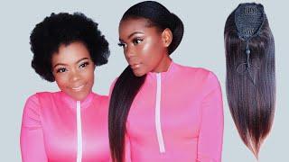 HOW TO: DIY draw string ponytail with weave/ extensions| Protective hairstyle