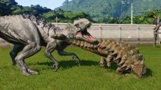 Jurassic World Evolution - INDOMINUS REX vs ANKYLOSAURUS (MAX ATTACK) - Gameplay HD