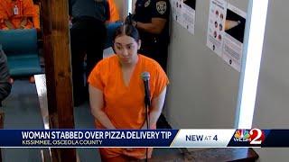 Woman, 22, accused of stabbing victim over bad tip after pizza delivery in Kissimmee