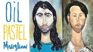 Oil Pastel Portrait Tutorial for Beginners DEMO @ 4:05  Easy Modigliani Style Drawing