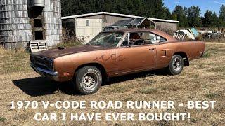 Barn Find 1970 Plymouth Road Runner Sitting Since 1991!  V-Code in TX9 Black with Orange Interior!