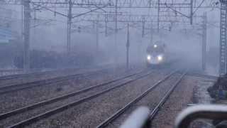 Korail KTX train passing Geumjeong