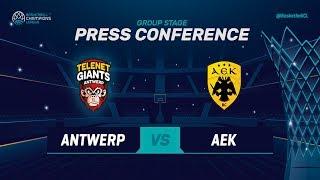 Telenet Giants Antwerp v AEK - Press Conference - Basketball Champions League 2018-19