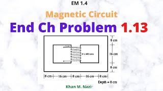 Magnetic Circuits || Core with Three Legs  || End Ch Q 1.13 (Chapman)