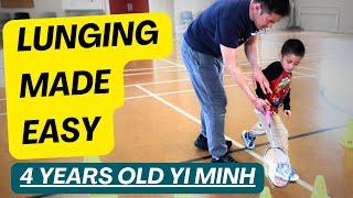 Teaching Badminton Lunging to 4 Year Old Made EASY and FUN!