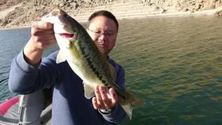 Kevin Gong gets a nice spotted bass at Millerton Lake, CA.