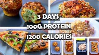 3 Days of High Protein Meal Prep (1200 Calories/Day & 100g Protein!) | Easy & Delicious
