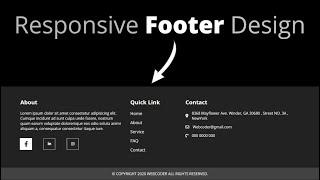 Responsive Footer Section Design Using Html & CSS | CSS3 Mobile Responsive Website Footer web coder