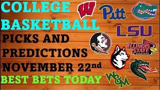 College Basketball Picks and Predictions November 22 Best Bets Today