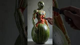 Spider-man carved from watermelon #marvel #superhero #ai #surreal