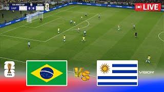 LIVE : BRAZIL vs URUGUAY | World Cup 2026 Qualifiers | Ao Vivo Full Match | PES Game Simulation