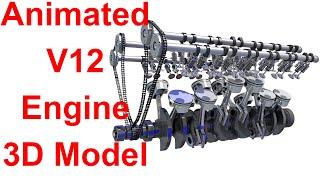 How V12 Engine Works Animated 3D Model