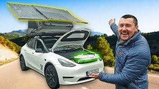 Mein Tesla Camper mit 1,1 kWp Solaranlage, Küche im Frunk & Bio Range Extender