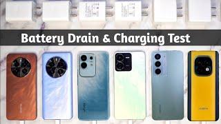 Vivo T4x 5g Vs Realme P3x 5g Vs Realme Narzo 70 Tubro Vs iqoo Z9 Vs Realme P1 , P1 Pro Battery Test