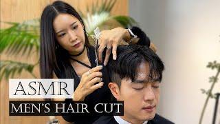 ASMR Korean female barber's delicate scissors sound and head spa