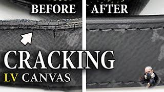 ASMR Repairing cracked canvas and worn morocco leather on an LV bag