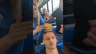 Make burger in bus on the boy head#shortsvideo