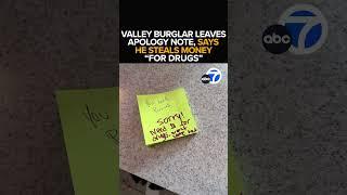 Burglar leaves bizarre apology note at crime scene