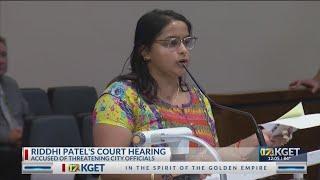 Riddhi Patel appears in court for hearing for threatening remarks