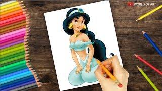 How to draw Princess Jasmine | aladdin | aladdin and jasmine