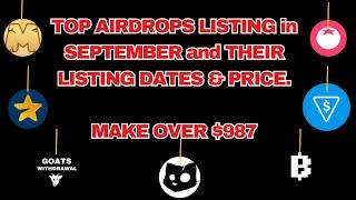 TOP AIRDROPS LISTING in OCTOBER and Their LISTING DATE & PRICE.