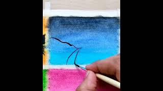 Beautiful 4 Different Scenery Drawing Tutorial For Beginners. Easy Oil Pastel Drawing. #shorts #art