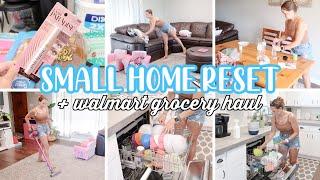 MESSY AND LIVED IN HOUSE RESET | REAL LIFE CLEAN WITH ME + GROCERY HAUL